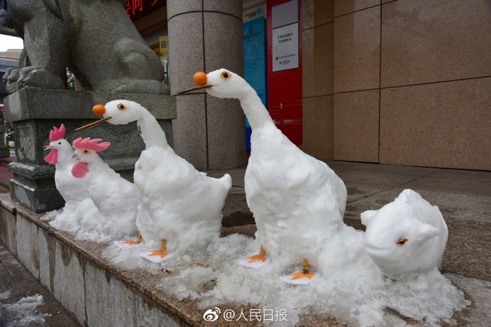 成为名副其实的"艺术家,从雪人延伸到雪狗,猪,蛙