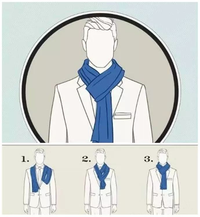 男士短围巾的系法图片
