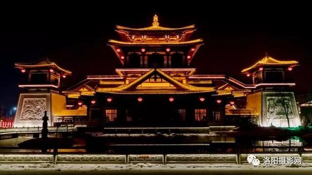 洛陽夜景:唐時皇帝休閒地,雪夜輝煌上陽宮