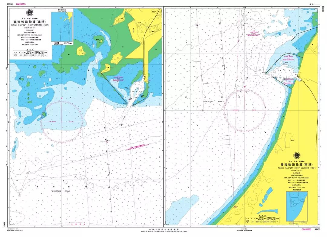 海图更新粤海铁路轮渡南北港外罗门至琼州海峡等