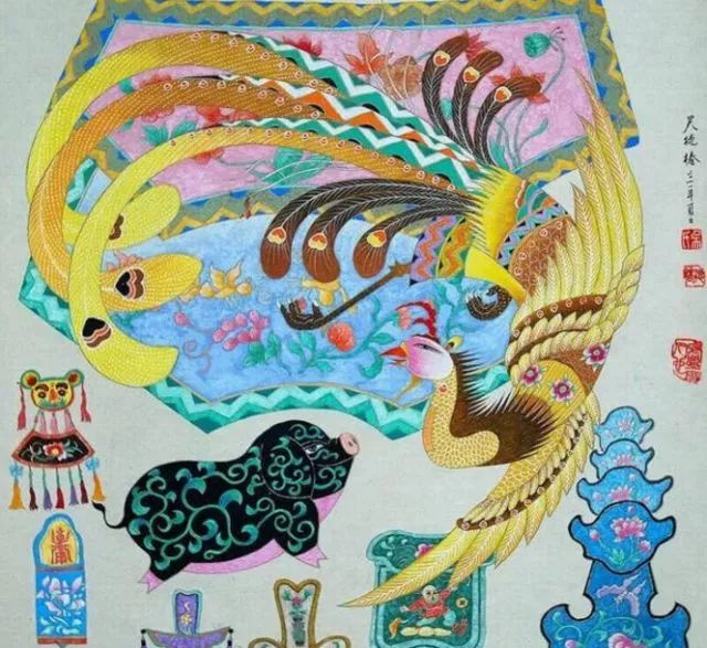 凤画绘图中的主体凤凰,作为中华民族的图腾,以它吉