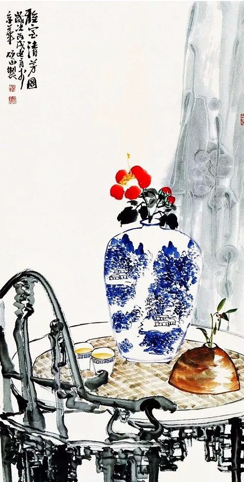 国画青花瓷瓶的画法图片