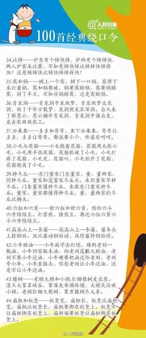 100首經典繞口令培養孩子好口才!