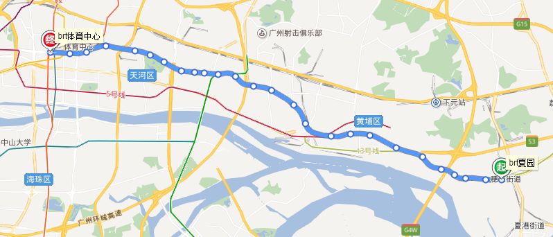 车身庞大,运载量是普通公交的两倍,走的是brt专用车道,线路贯穿广州