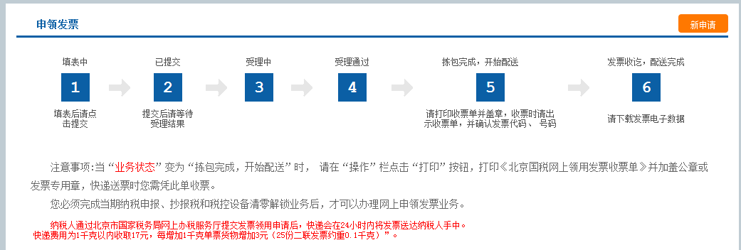 点击新申请02登陆网上办税厅—发票业务—申领发票