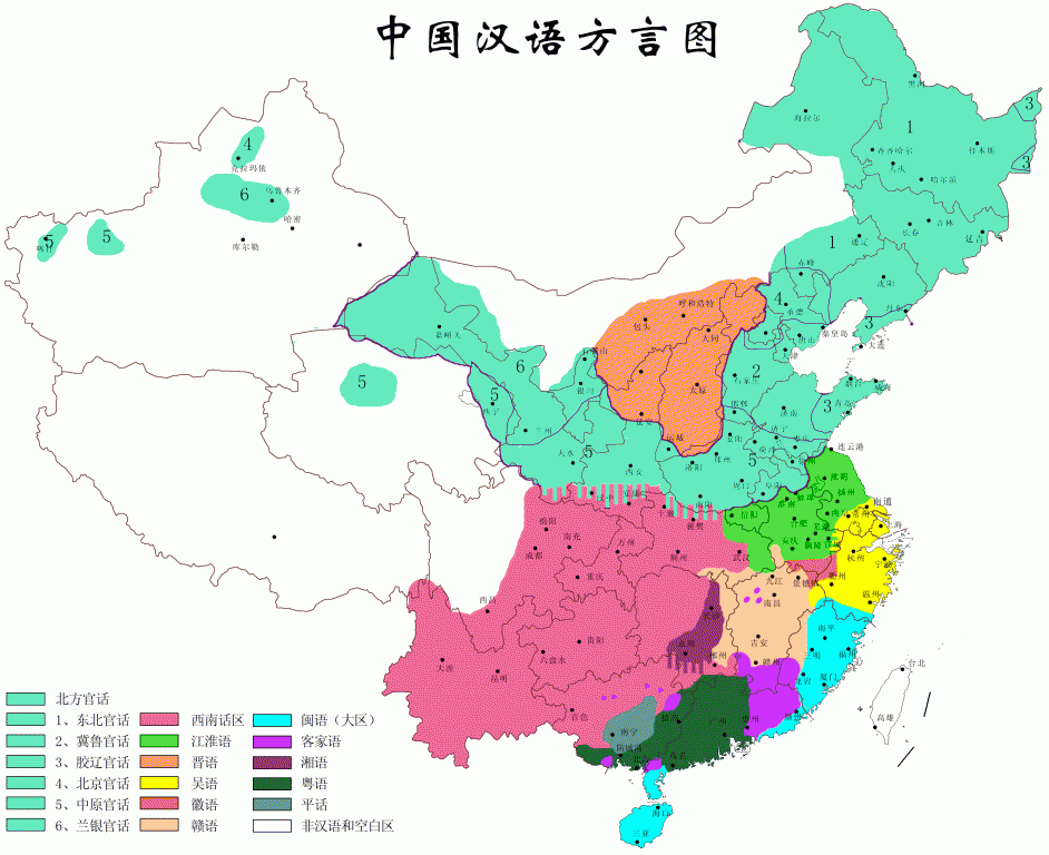 在中国每一种方言分布在不同的城市之中,然而虽然都是同一种方言派系