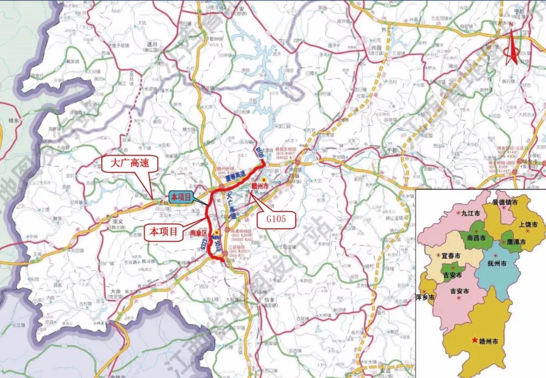 赣州新105国道走向图片