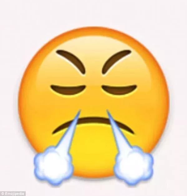 the emoji: a round face with steaming blowing from the nostrils