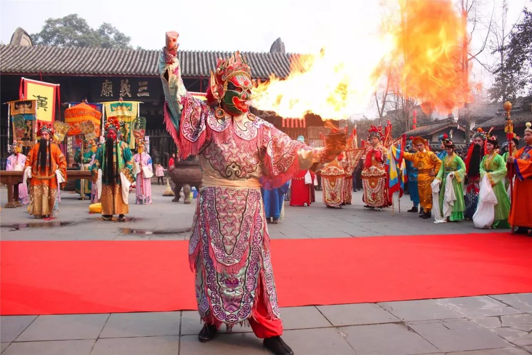 成都市川剧研究院2018成都大庙会游喜神方仿古祭祀表演给您拜年啦!