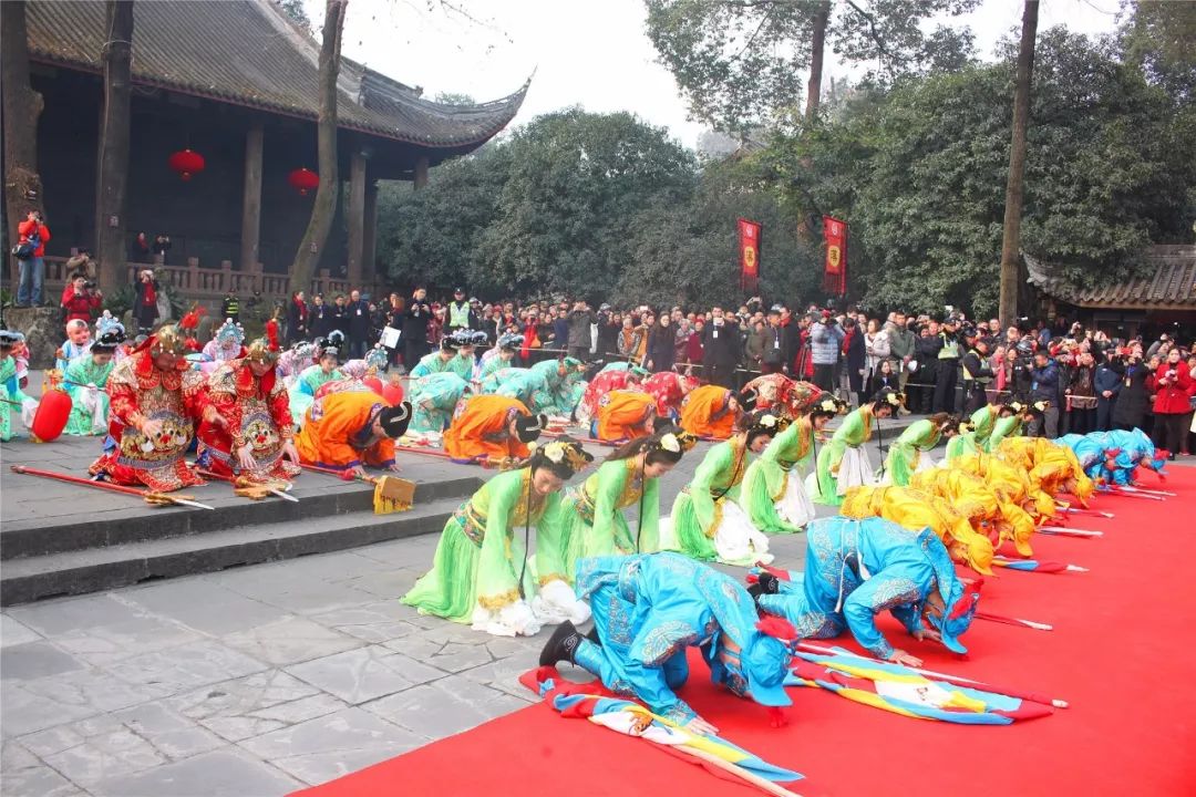 過年好成都市川劇研究院2018成都大廟會遊喜神方仿古祭祀表演給您拜年