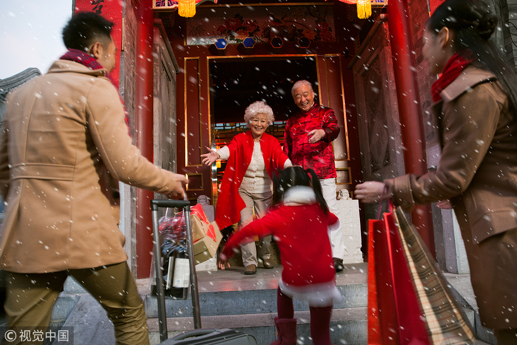 贺新年高清图 中国民俗 贴春联 挂红灯 团圆饭 送吉祥