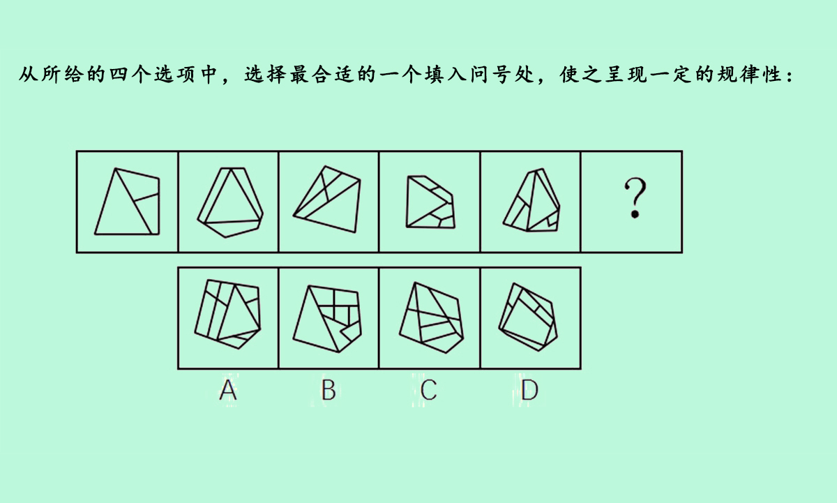 第二題:圖形推理題(2017河南省公務員考試)此題考查的就是初中所學的