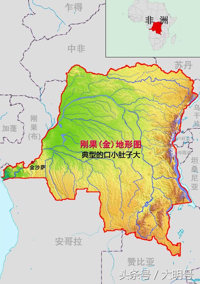 刚果布地形图图片