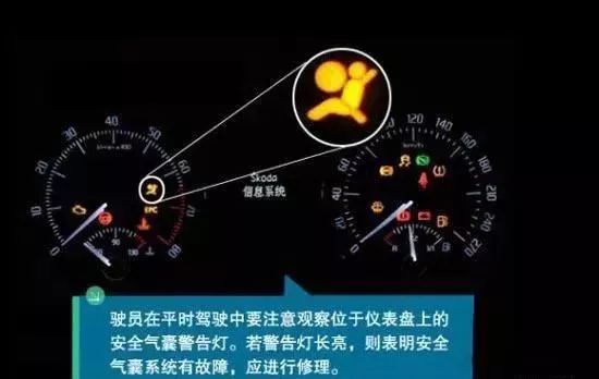 这个指示灯用来显示安全气囊的工作状态,正常情况下在车辆自检完成后