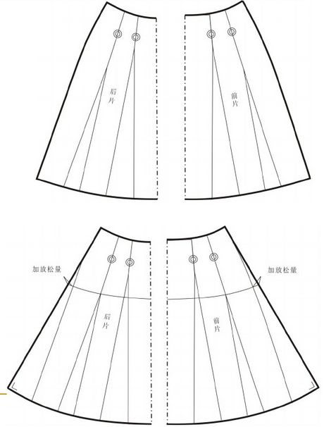 斜裙款式图和结构图图片