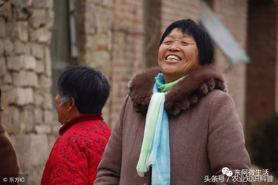 东阿县艾山村开怀大笑的中年妇女