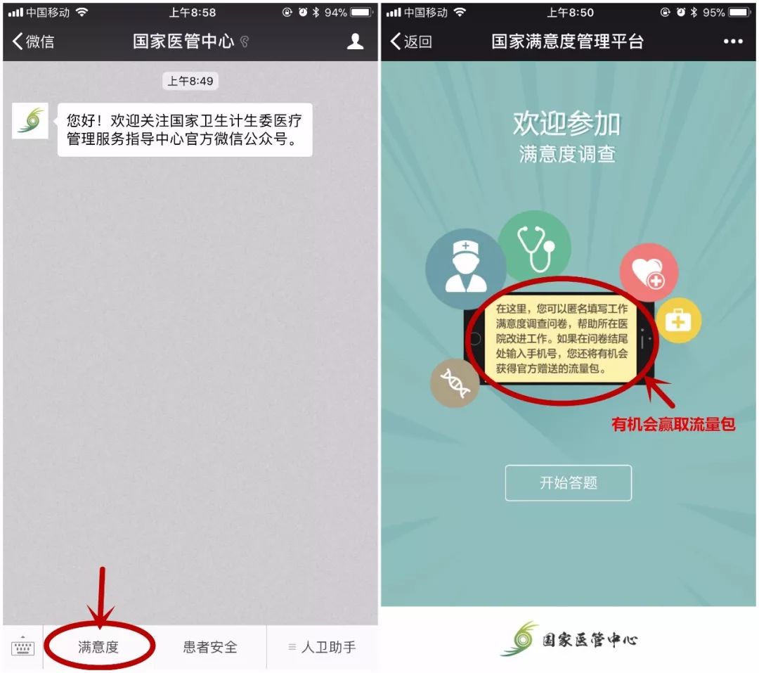 参与国家卫计委医管中心患者满意度调查,赢取流量大礼包!