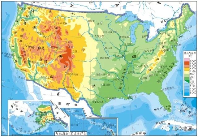 美国中部大平原地形图图片