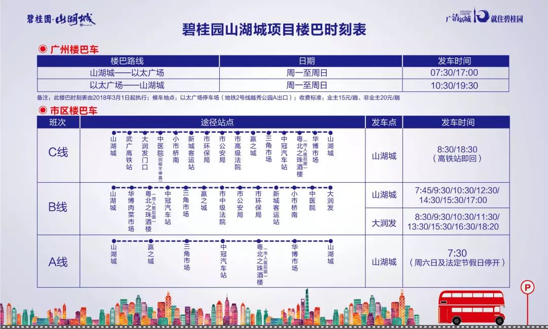 通知碧桂园山湖城最新楼巴时刻表出炉