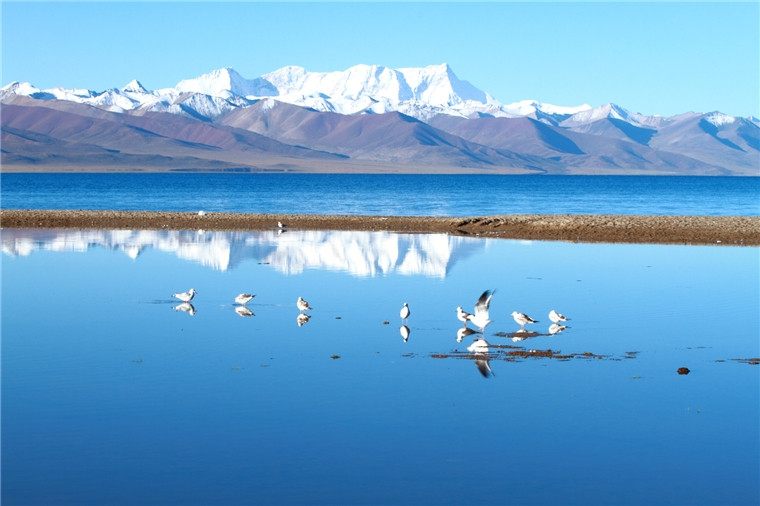 临奇境映美景全景天上西藏纳木错湖