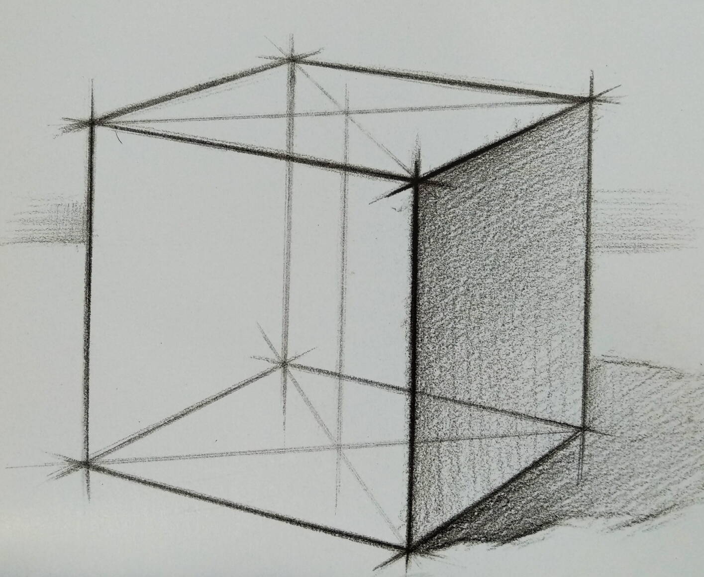 素描正方形透视结构图图片