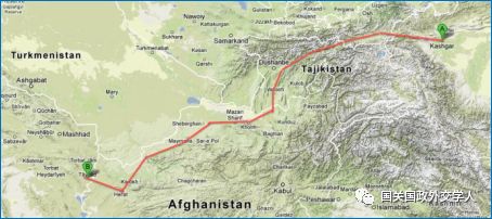 伊朗-阿富汗-塔吉克斯坦-中国铁路设想图