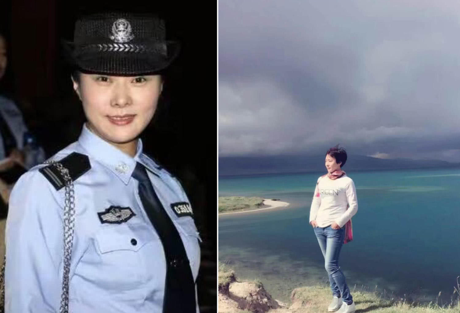 图为安徽黄山基层女警花的警服和生活照.