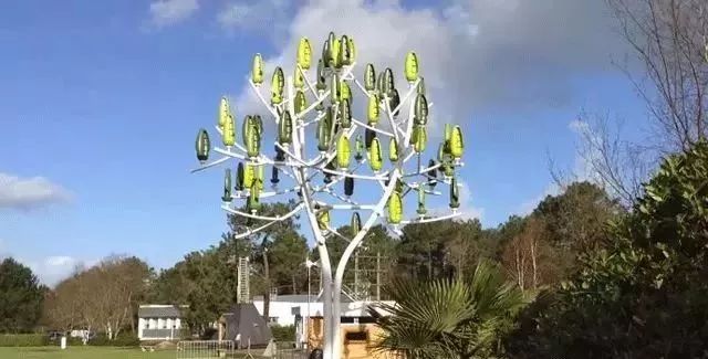 推出的一种新型的树状风力发电机组这是法国某新能源公司一个风力发电