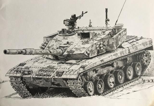 手绘军事过程图——中国96b主战坦克