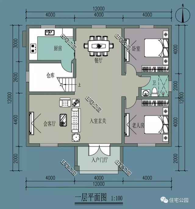 二層的四間臥室分別環繞在房屋的各個角落,中間是棋牌起居室,休閒空間