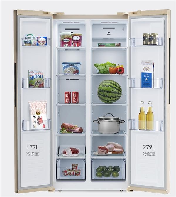 1999元云米智能对开门冰箱发售：风冷无霜、456L