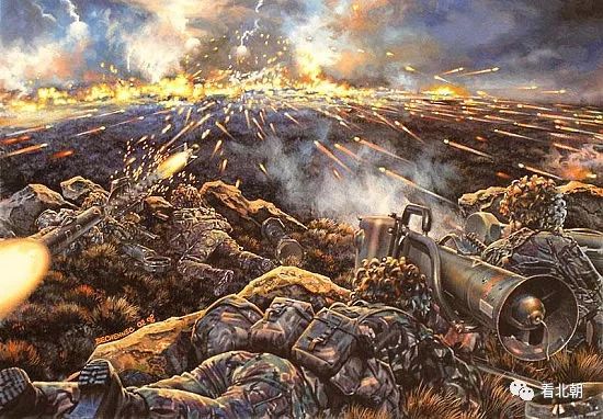 油画中的马岛战争看英军如何打反坦克导弹和飞机炸军舰