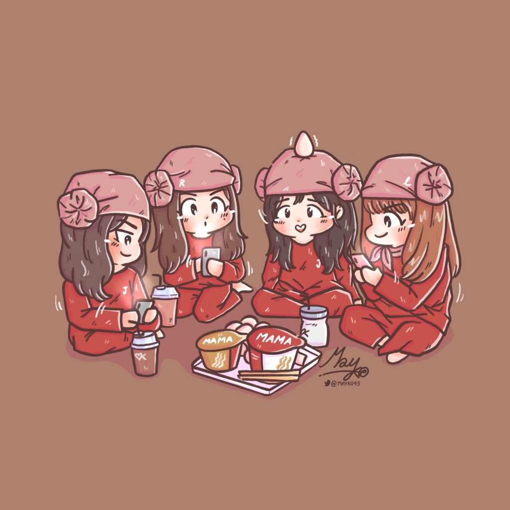 blackpink插画可爱四人图片