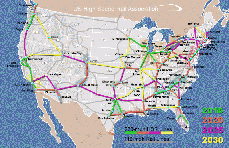 美国高铁线路图图片