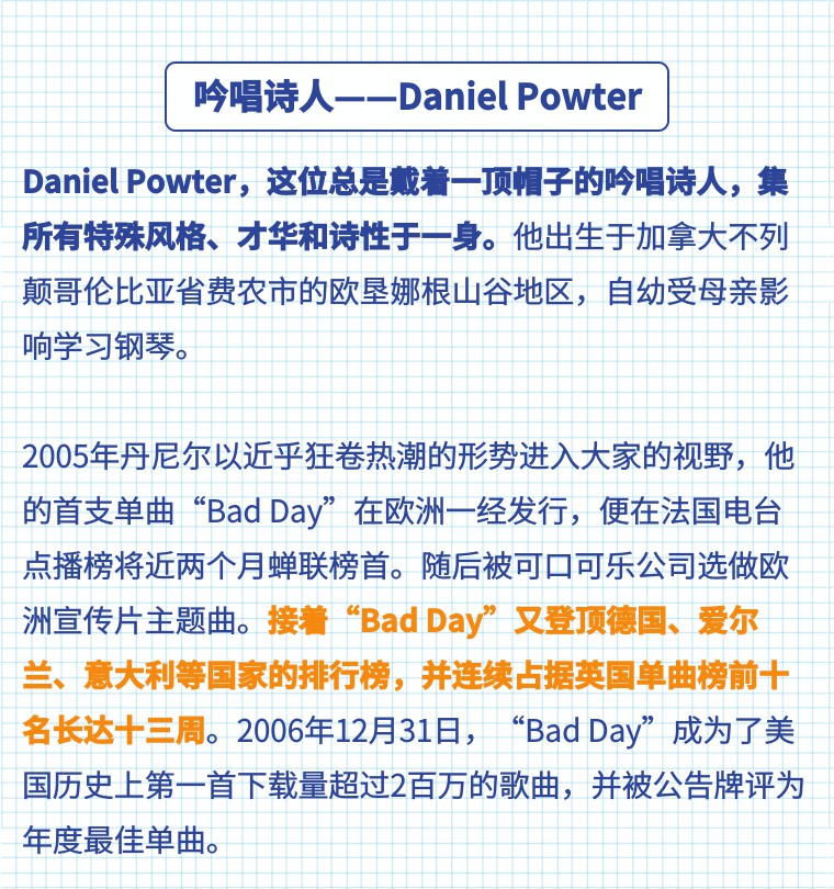 吟唱诗人daniel Powter的歌声是 在路上 的诗人吟唱他的内心世界