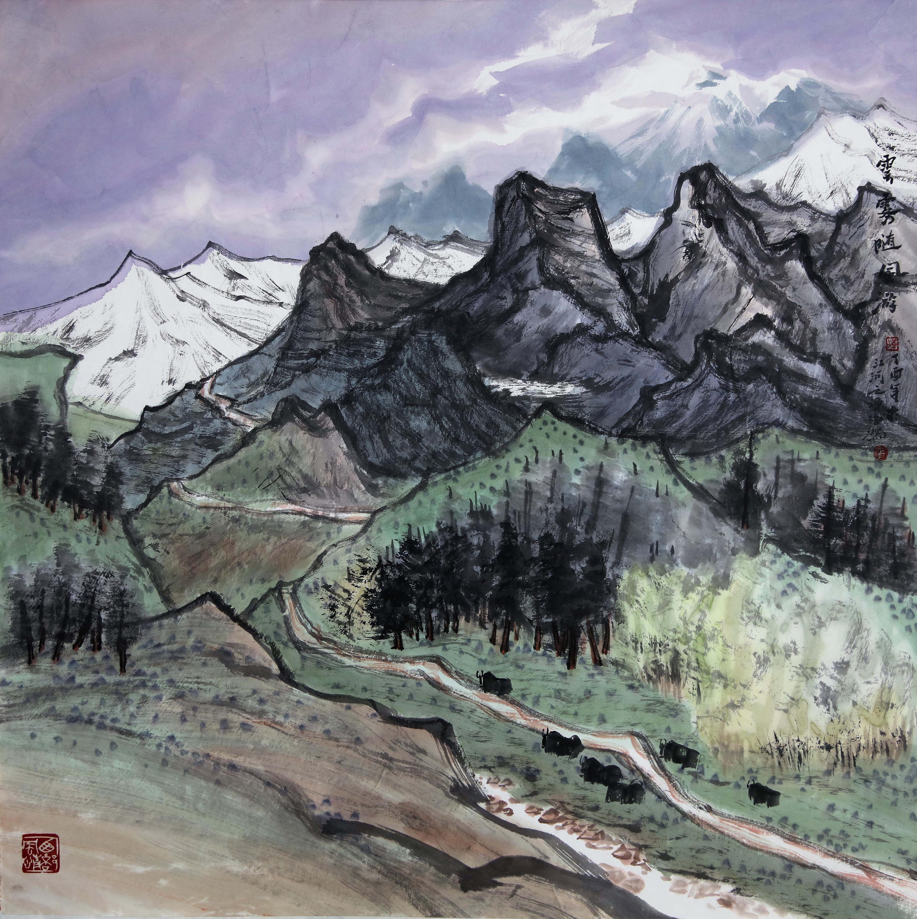 当代著名雪域画家张海鸿山水画精品欣赏