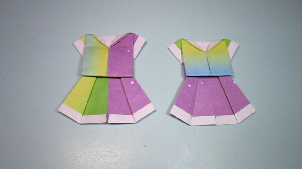 一张纸就能折出漂亮的裙,手工折纸裙子,服装的折法