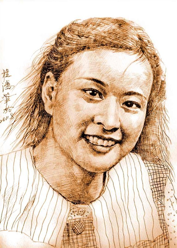 黄文秀素描画图片