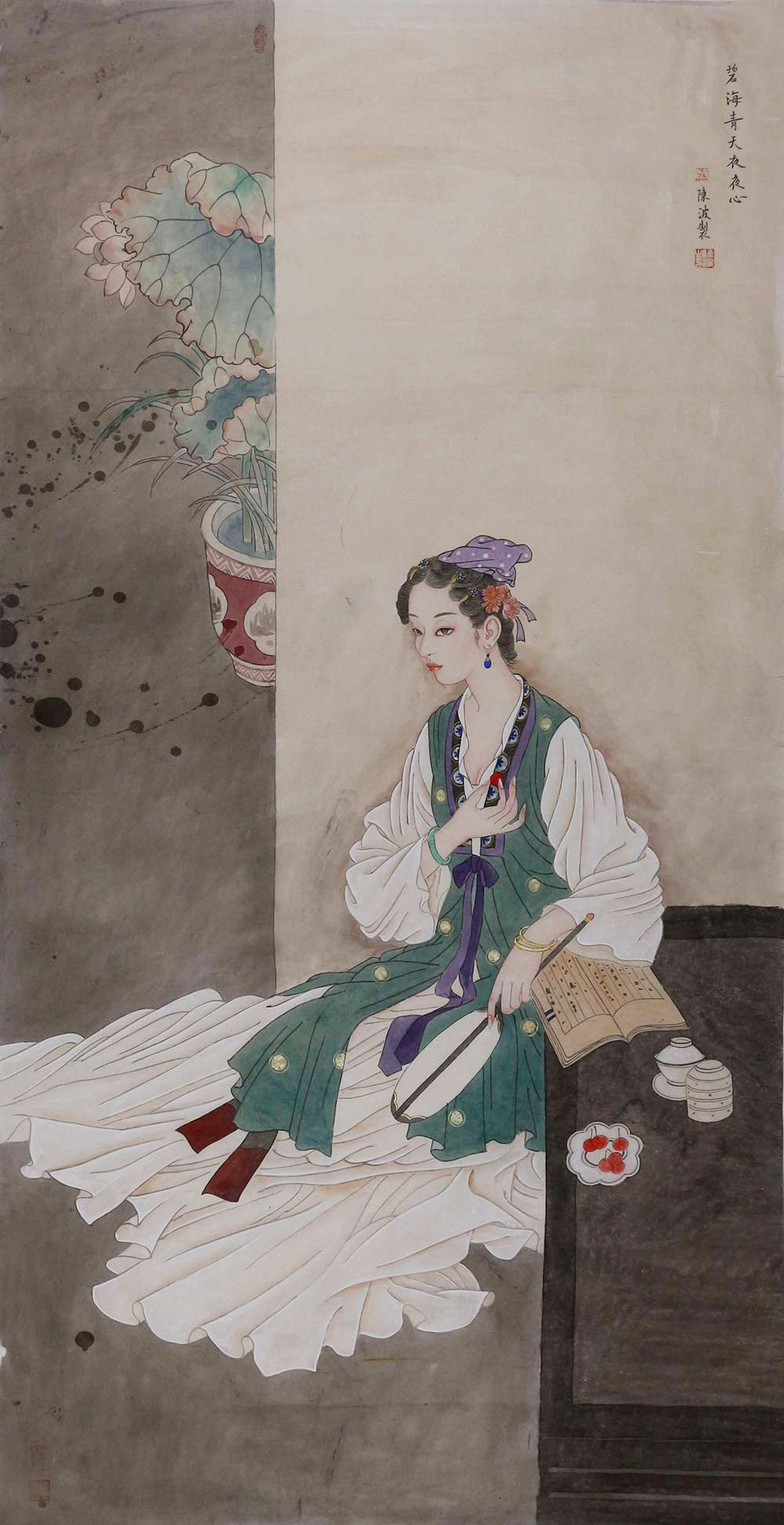 陈波工笔人物画:构图巧妙,线条细腻