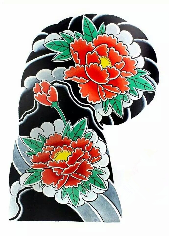 传统日式半甲纹身手稿