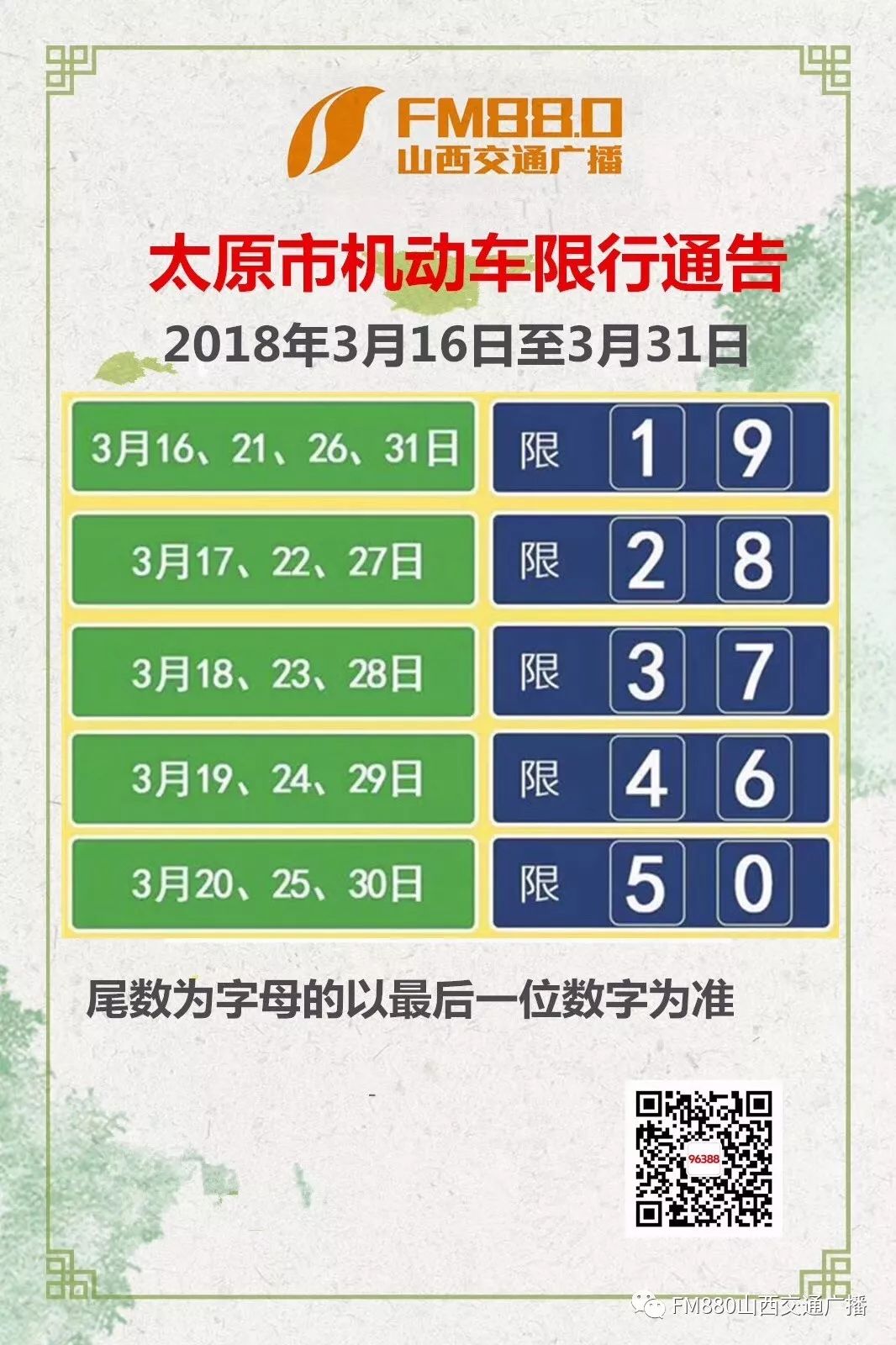 限号2020最新限号11月图片