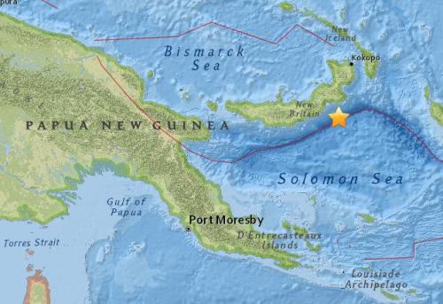 新聞 正文 巴布亞新幾內亞東部新不列顛島地區附近海域發生5.3級地震.