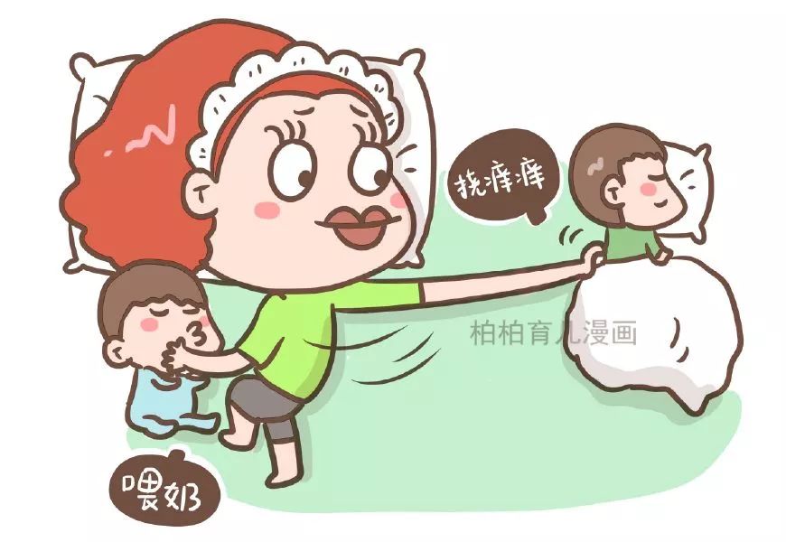 二胎妈妈睡姿图"挤"并快乐着!