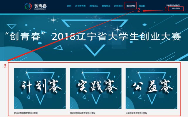 2018年創青春遼寧省大學生創業大賽學生註冊及官方網站作品申報操作