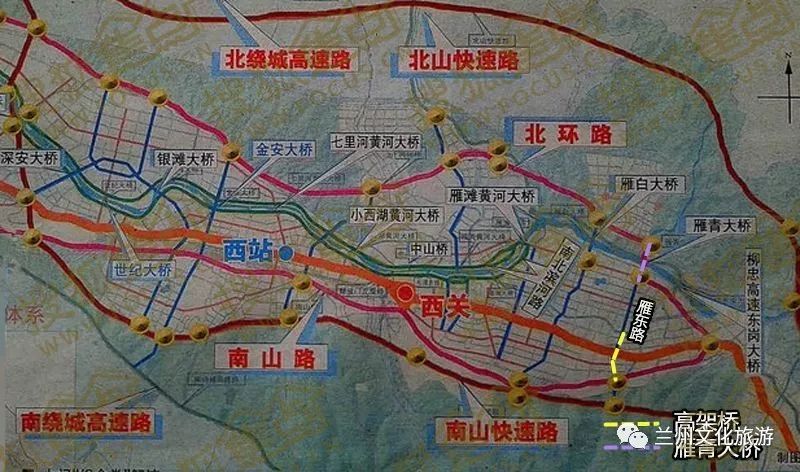 兰州市雁青大桥路线图图片