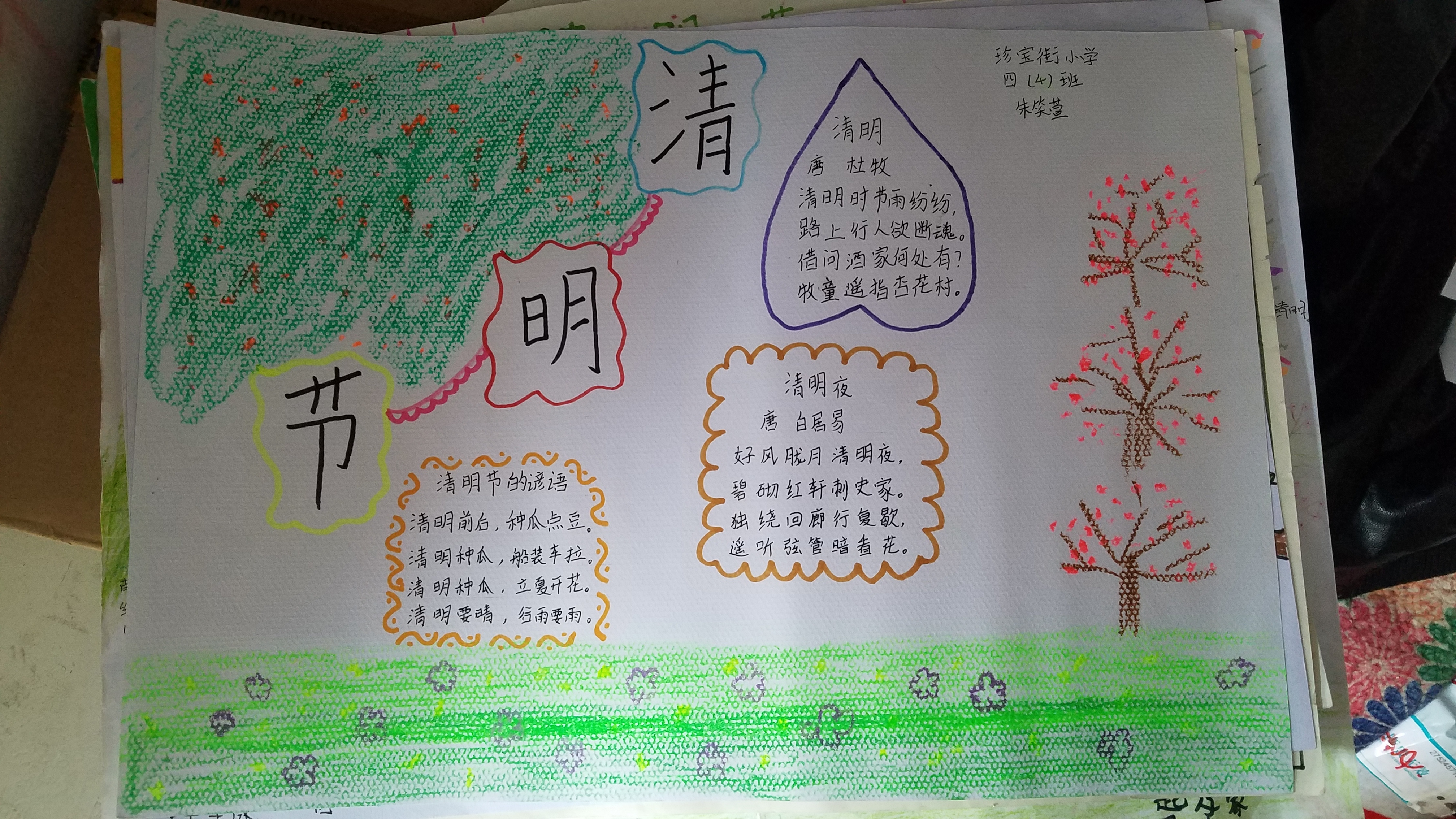 清明节前孩子们设计的手抄报