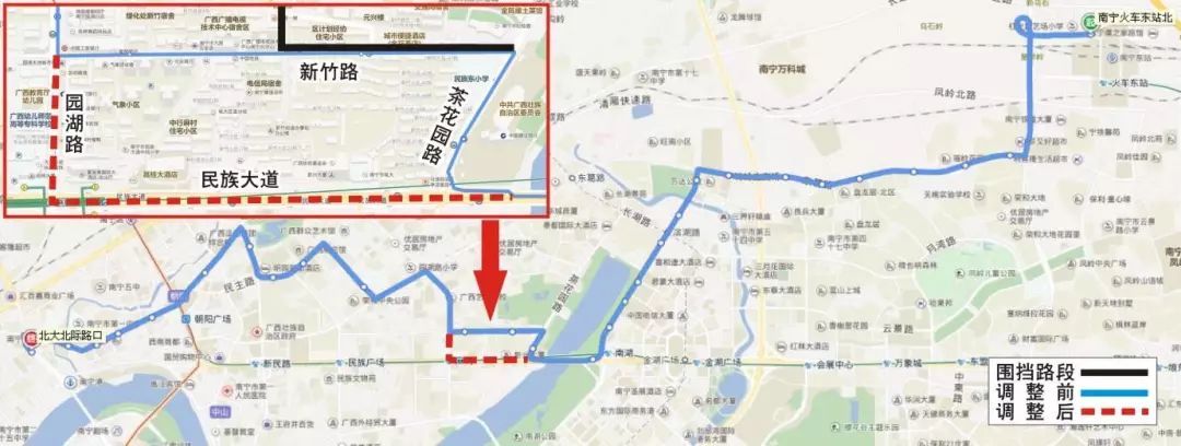 汽车 正文 b17路由南宁火车东站始发,按原线行驶至民族茶花园路口后