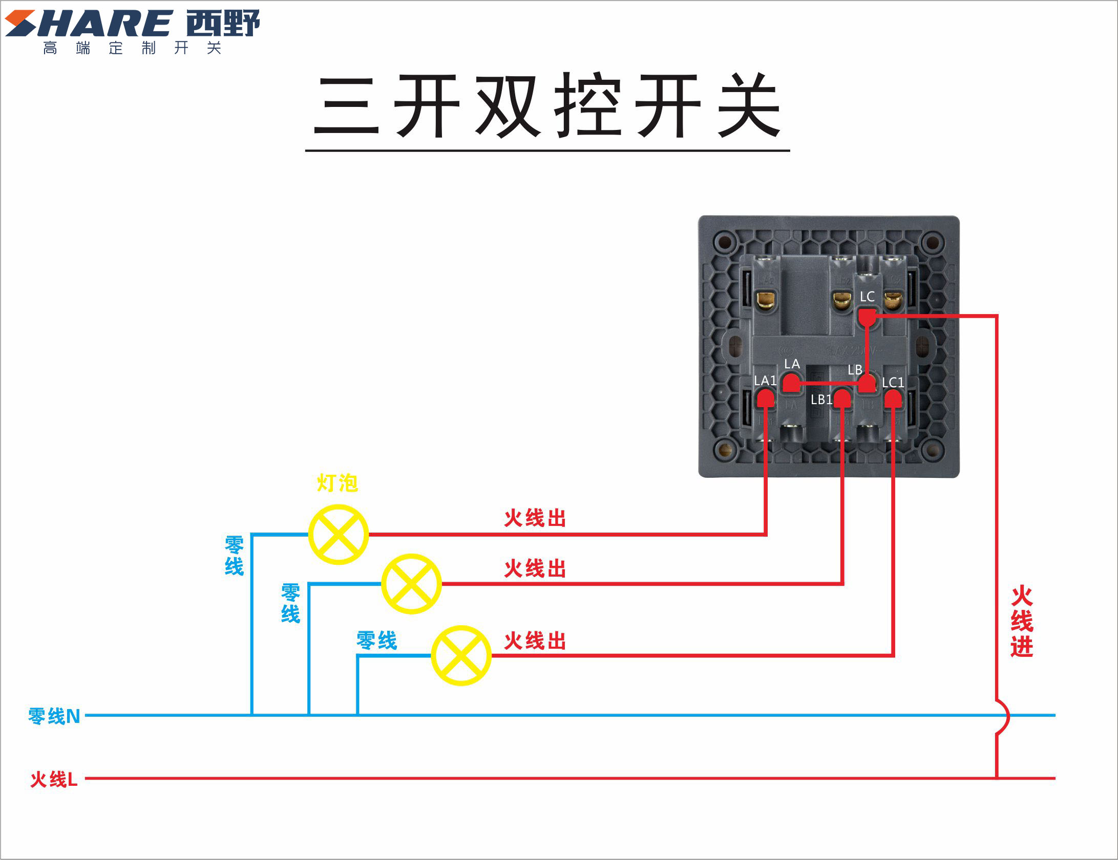 开关la la1 la2接线图图片