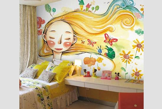 女生卧室墙画手绘图片图片