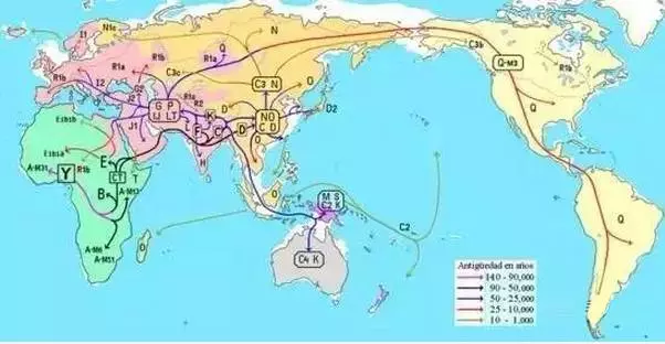 中国人从何而来，请看人类迁移路线图 图1